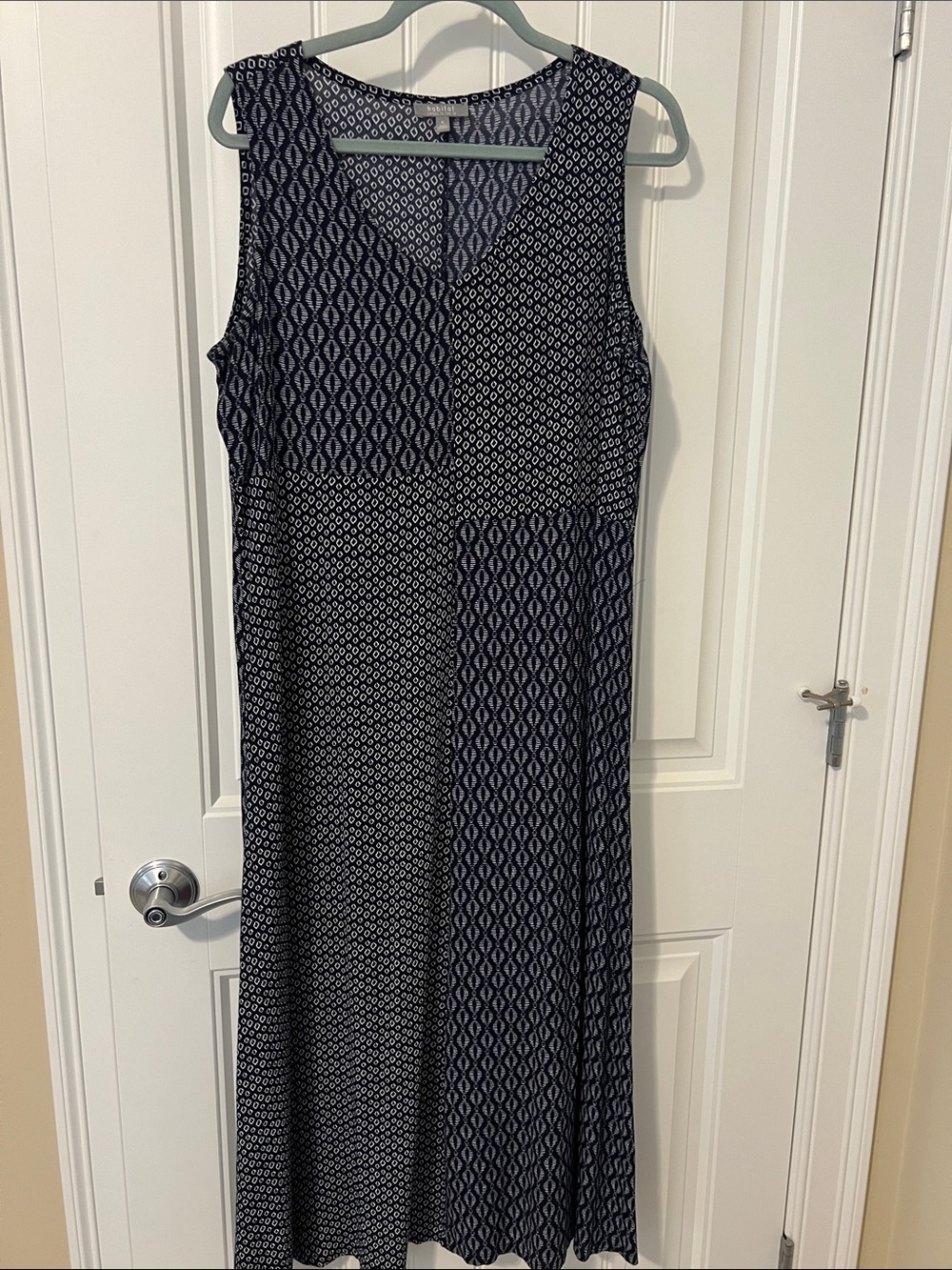Habitat long sleeveless patchwork dress in navy and white - size xl